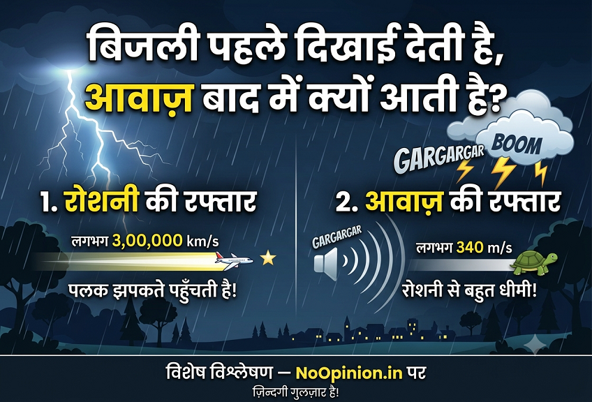 बिजली पहले दिखाई देती है, आवाज बाद में क्यों आती है