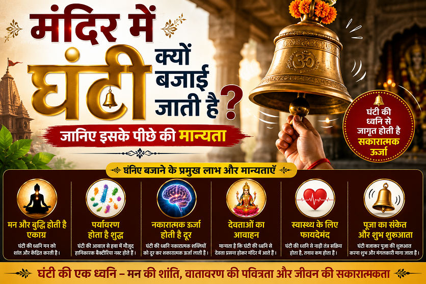 मंदिर में घंटी क्यों बजाई जाती है जानिए इसके पीछे की मान्यता