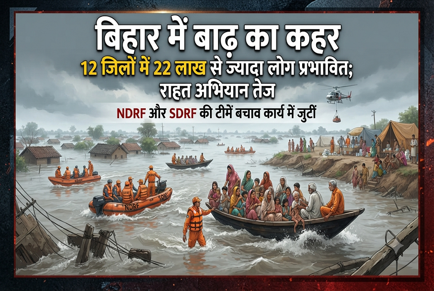 bihar mein baadh ka kahar, 12 jilon mein 22 lakh se jyada log prabhavit; rahat abhiyan tej