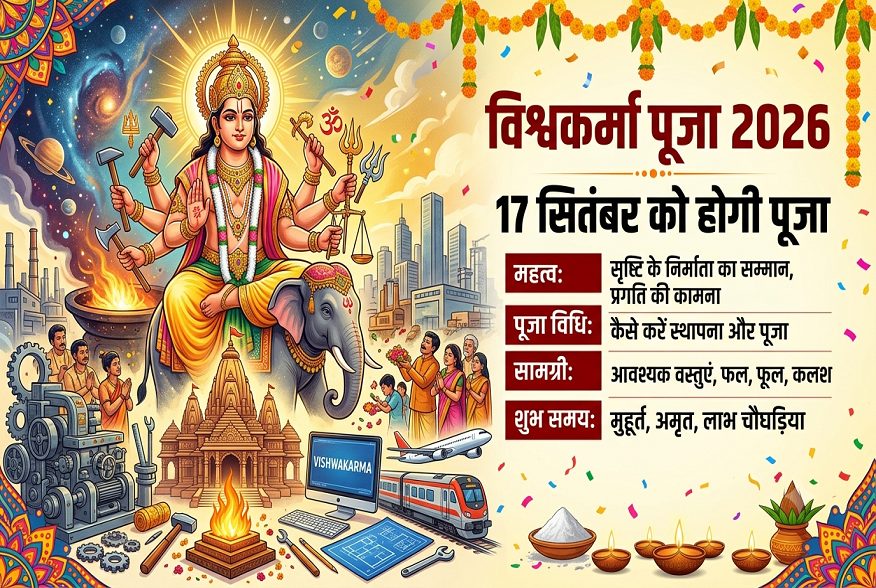 vishwakarma pooja 2026: 17 september ko hogi puja, jaanen mahatv, pooja vidhi, samagri aur shubh samay